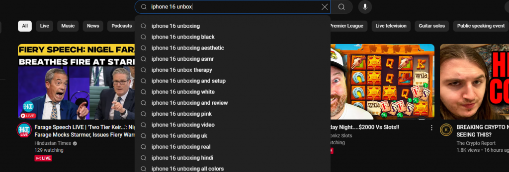 YouTube Search Analysis