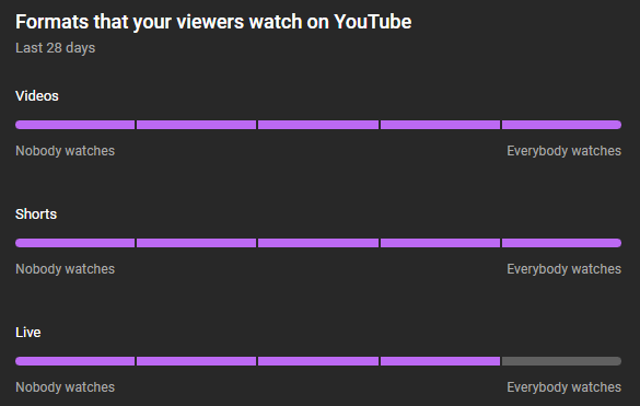 Formats your viewers watch on YouTube stats